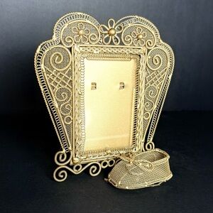 Vintage gold metal mesh Hand Crafted photo frame featuring Baby Booty 3x5 Photo